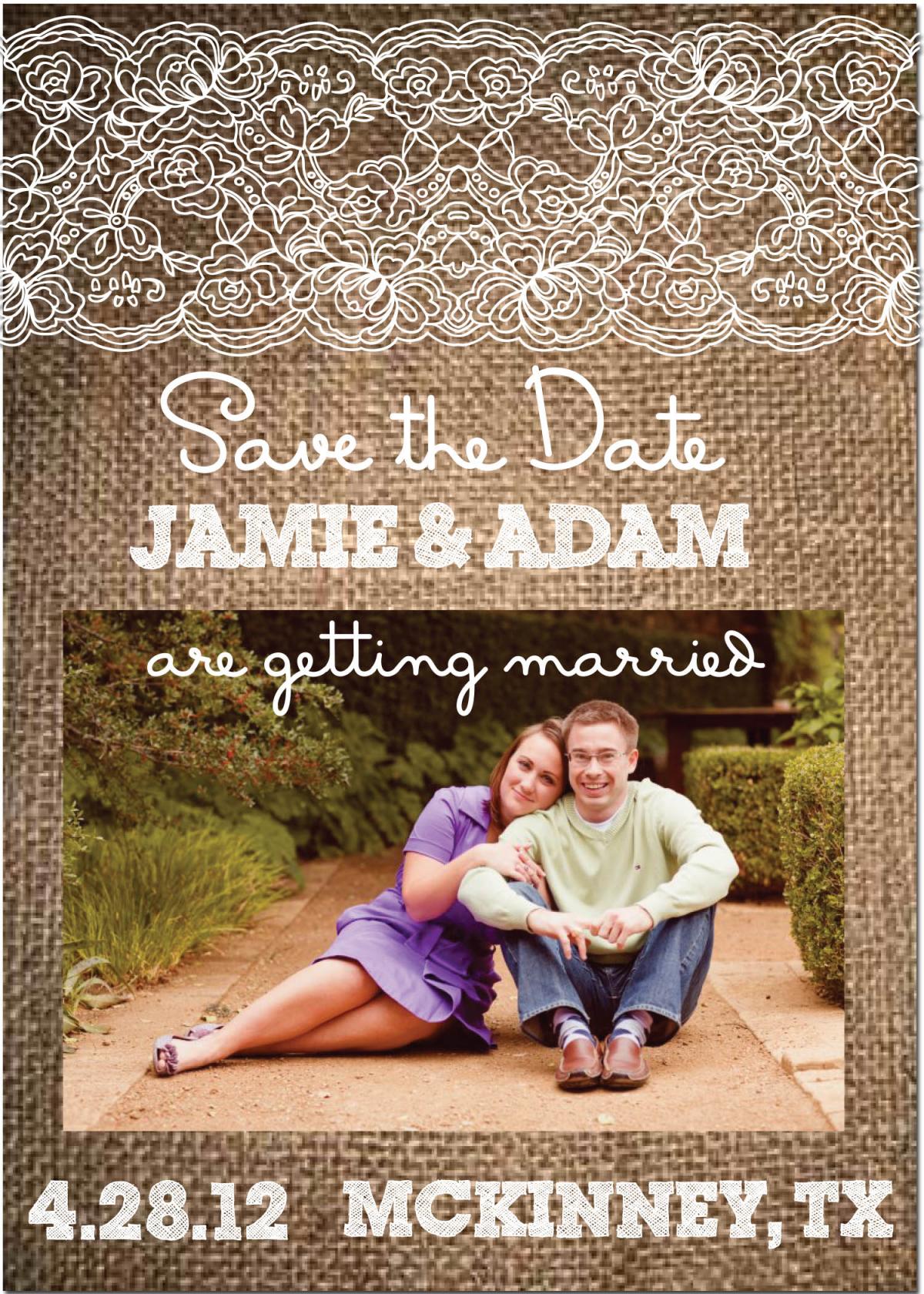 Burlap And Lace Rustic Save The Date